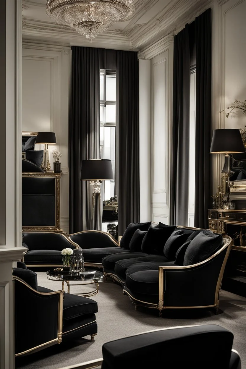 A luxurious company with black furniture and black décor