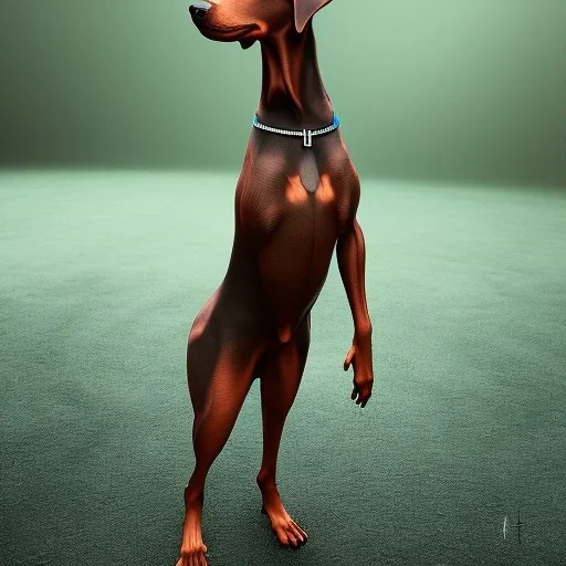 anthropomorphic doberman in standing pose photography