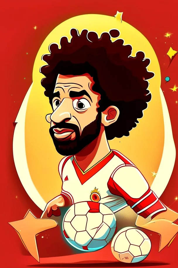 Mohamed Salah Egyptian soccer player goal on Jupiter cartoon 2d