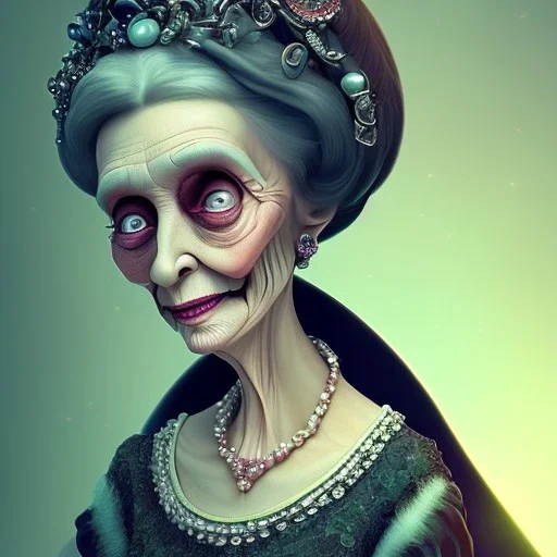 extrem tim burton style of old lady stepmother, sharp focus