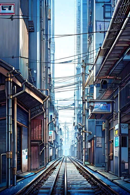 Tokyo alley, line arts, no people