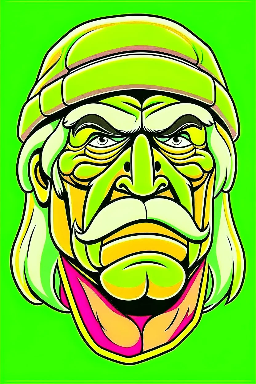 face Hulk Hogan Professional wrestler cartoon 2d