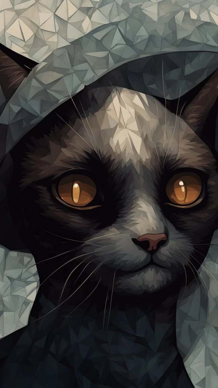 Smug White Siamese Cat in cell shade art style