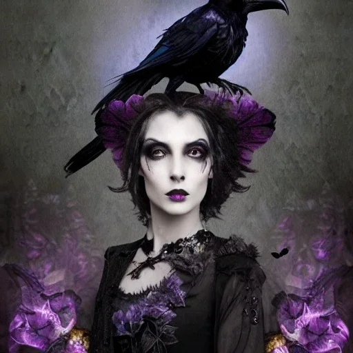 a beautiful gothic woman morphing into a raven, 8k resolution, high-quality, fine-detail, color, intricate, realistic, sharp, crisp, digital art, detailed matte, volumetric lighting, illustration, octane render, brian froud, howard lyon, Anne Dittman, Anne Stokes, Lisa Parker, Selina French