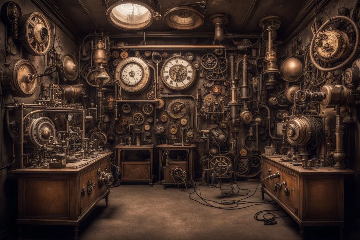 Комната, в которой он оказался, не была похожа ни на что из того, что он когда-либо видел – странное сочетание стим-панка и барокко, со странными механическими звуками и машинами вокруг, различные медицинские инструменты и приспособления, выстроившиеся вдоль стен лаборатории.