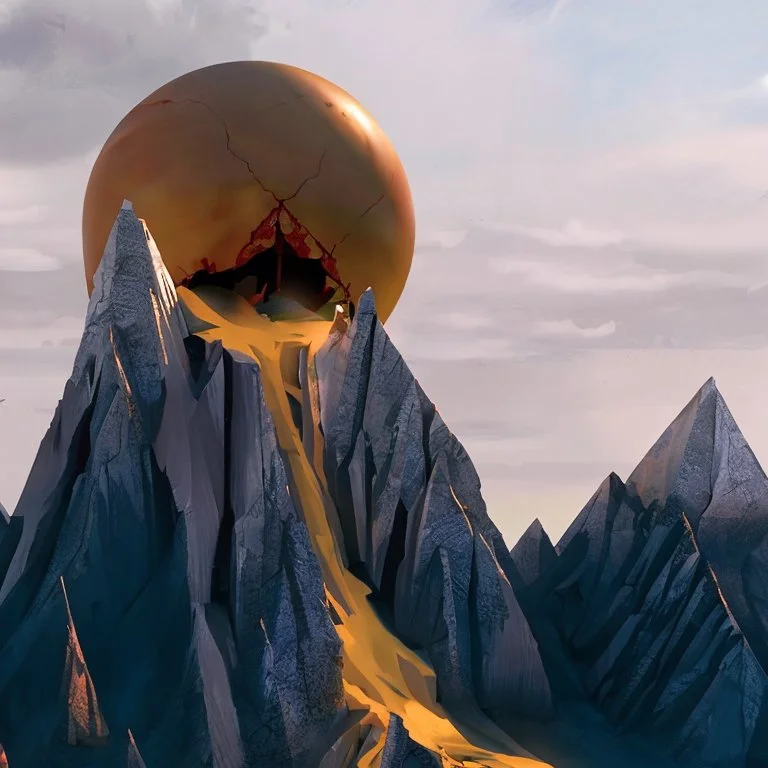 blood pours from a giant crack in the sphere