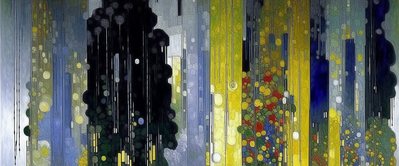 Silver towers in a thunderstorm painted by Gustav Klimt