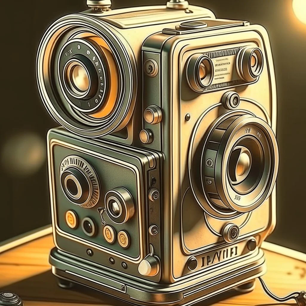 Film camera with old vintage aesthetic