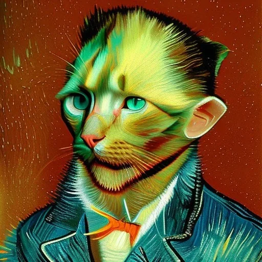 Portrait of a cat by Van Gogh