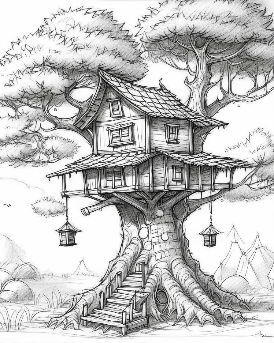 dibujo casa con forma de arbol