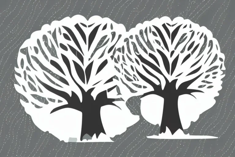 Vector tree illustration white background die cut