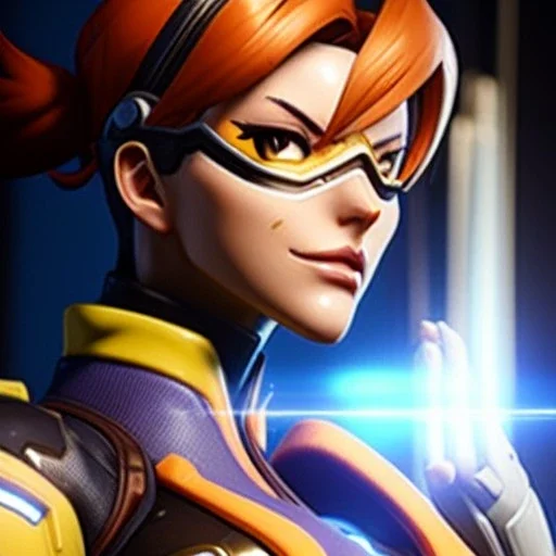 Ultra detailed fullbody Portrait in oil on canvas of overwatch character- sexy TRACER ,extremely detailed digital painting,ultrarealistic skin,intense stare, extremely detailed face, crystal clear eyes, mystical colors ,perfectly centered image, perfect composition, rim light, beautiful lighting,masterpiece ,8k, stunning scene, raytracing, anatomically correct, in the style of uncannyknack and Ohrai Noriyoshi and robert e howard and Steve Jung and Wizyakuza and Simon Bisley.