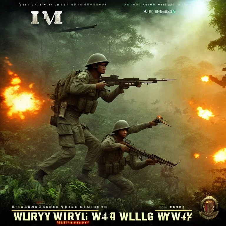 vietnam war. jungle. cd cover. bokeh. lens flare. warm lights. high detailed