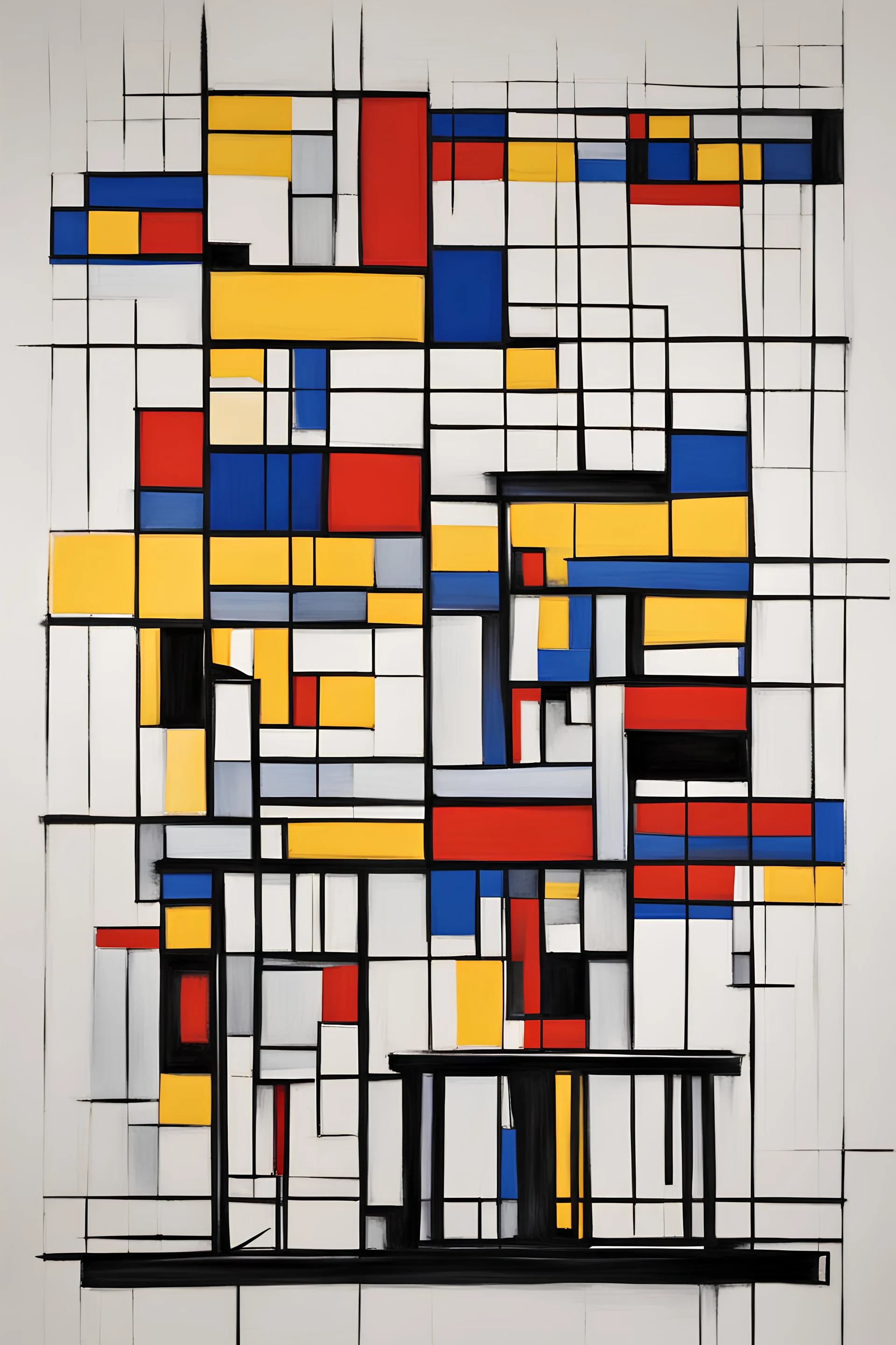 bar trivia team painted in the style of mondrian
