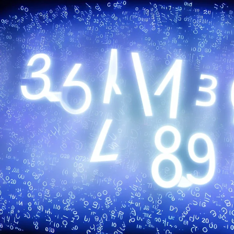 Random words letters, numbers and equations floating in the air at random rotations, location of arial font, white glow on a dark sky in a 3d environment and increasing in size the closer to the center