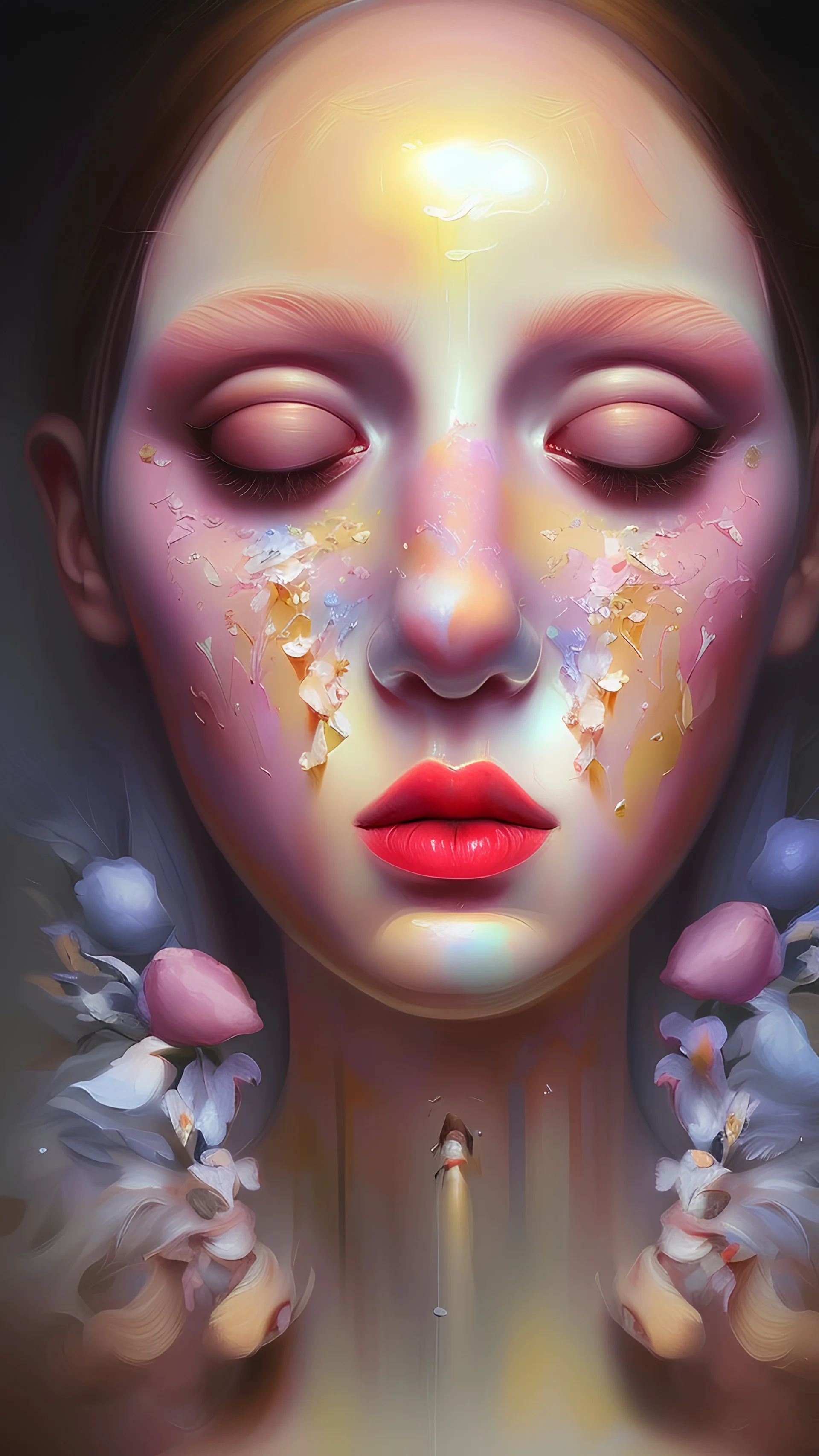 magical gallery if scents with surrealistic human nose smelling them , oil paint impressionism