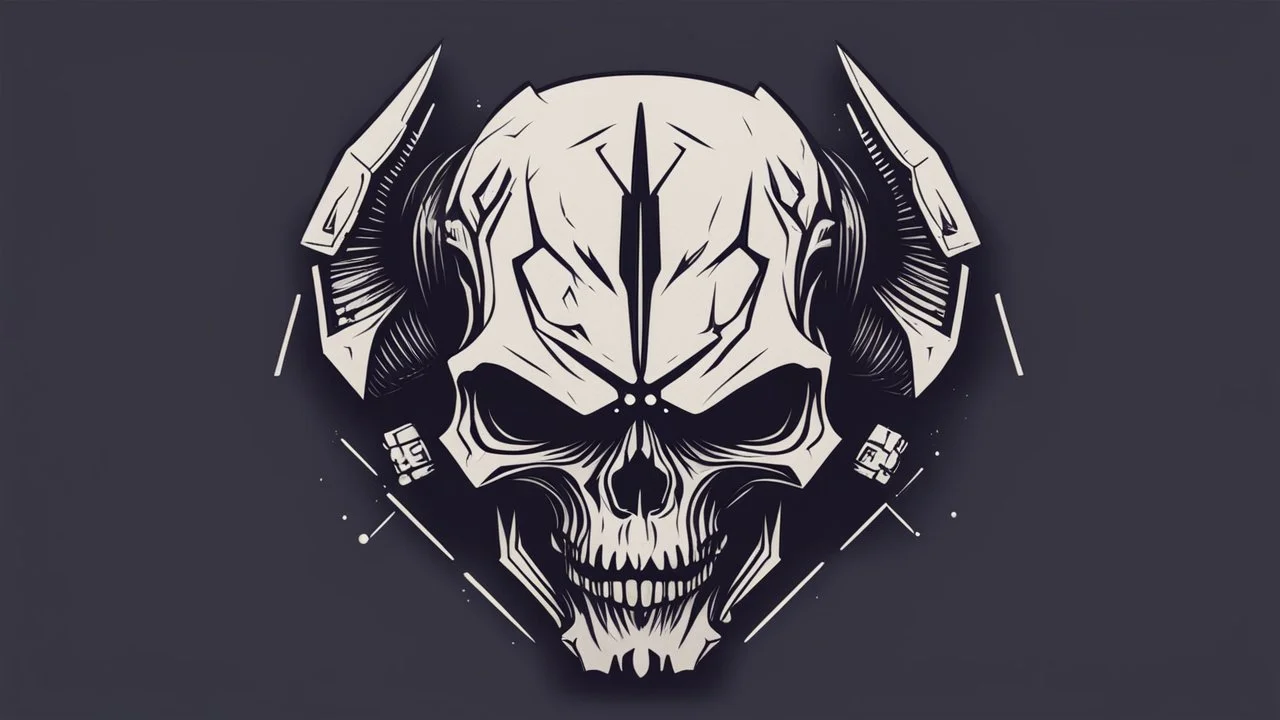 Demon skull logo minimalistic cyberpunk