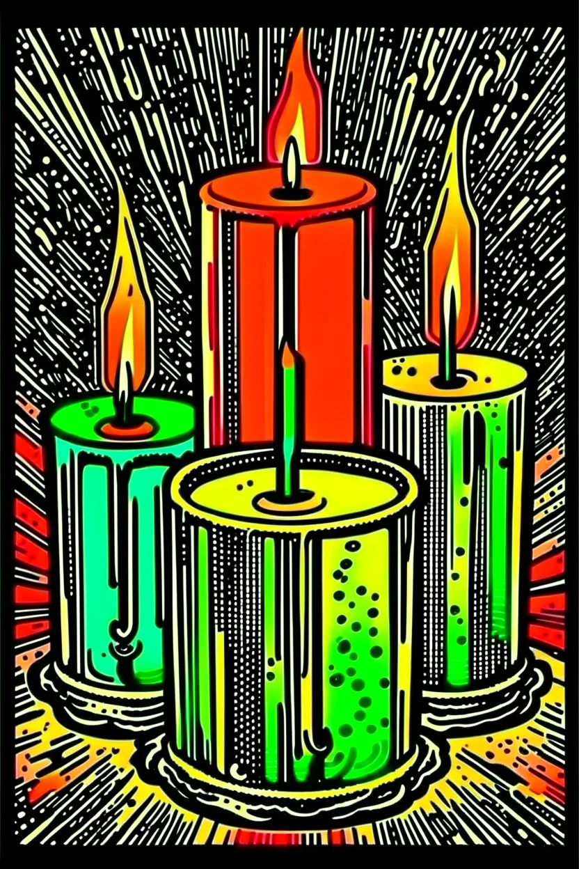 Vintage pop art style, candle