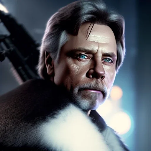 mark hamill walking, dark hair, blue eyes, leather, dark fantasy, art by luis royo and greg rutkowski, portrait shot, concept art, insane detail, ray tracing, photorealism, 8k, octane render, depth of field, backlight