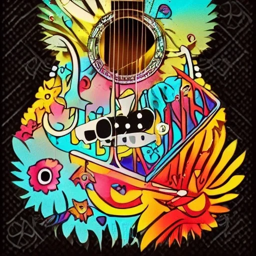 HIPPY PEACE SIGN GUITAR LOVE