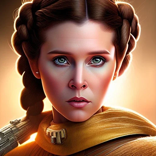 photorealistic princess leia in star wars ,braided hair, illustration on coarse canvas by Walt Disney , ornate and intricate details