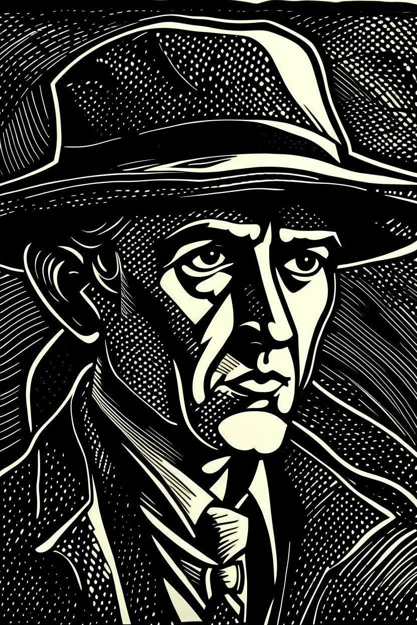 Linocut noir detective