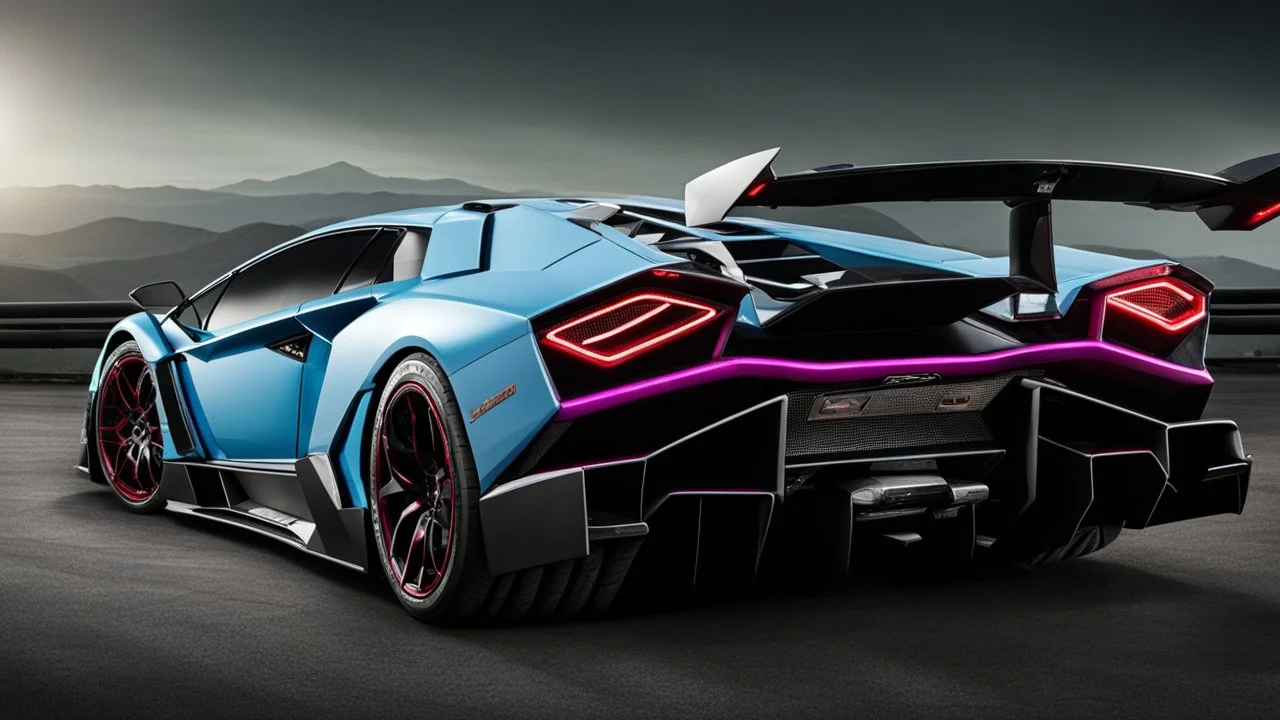lamborghini Countach LPI 800-4 MANSORY Fused with Lamborghini Veneno, Super Detailed, desktop wallpaper, 4K rear view, center