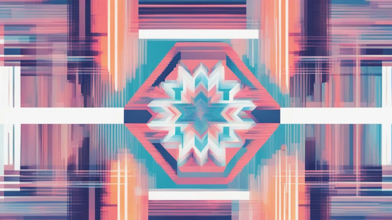 digital glitch pattern snowflake geometric abstraction