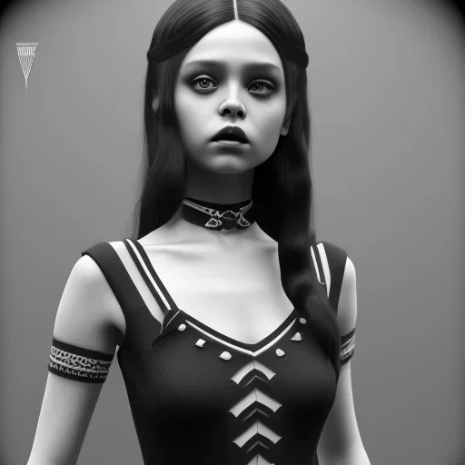 Jenna ortega black dress,soft goth libstick, wednesday addams family make up, brad double wig, addams family style, highly detailed, volumetric lighting, unreal engine, 8k