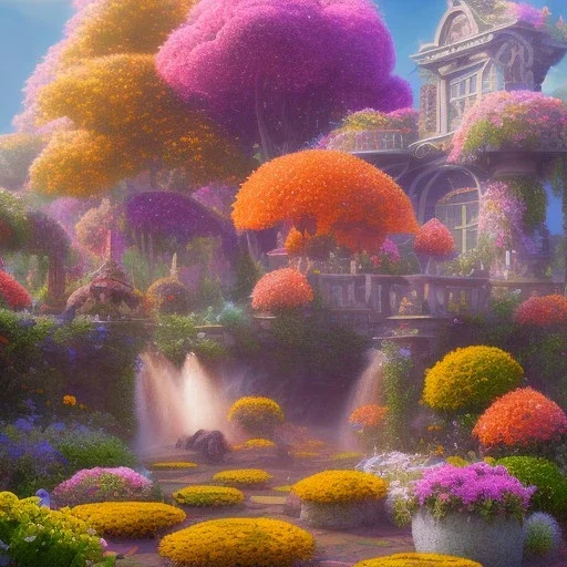 pixar style, 3d, volumetric summer garden environment and background, realistic painting of orange, looking excited, volumetric lighting, dramatic lighting, detailed digital painting, extreme dense and fine fur, anime, ornate, colour-washed colors, elegant, small minutiae, tiny features, particulars, centered, smooth, sharp focus, renderman gofur render, 8k, uhd, detailed eyes, realistic shaded volumetric lighting, sunlight caustics, backlight, centered camera view