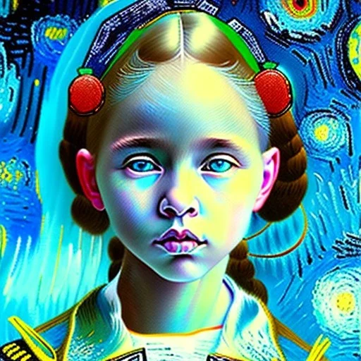 retrato de una niña llamada Eira Santiago Arnau con el estilo de Vincent van Gogh