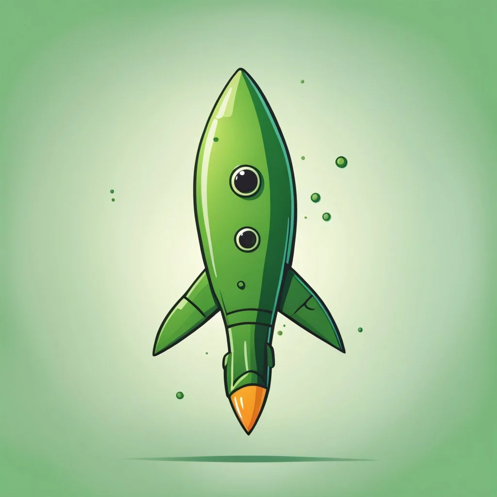 green rocket cartoon stylized