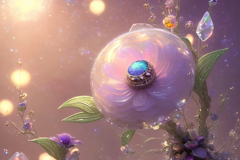 one big crystal subtle flower in a galactic ambiance with a very little beautiful fairy, transparent petals, delicate colors, in the foreground, full of details, smooth, bright sunshine，soft light atmosphere, light effect，vaporwave colorful, concept art, smooth, extremely sharp detail, finely tuned detail, ultra high definition, 8 k, unreal engine 5, ultra sharp focus