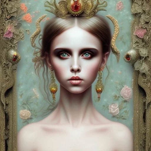 singer Danish MØ face, style surrealism by <Mark Ryden>,