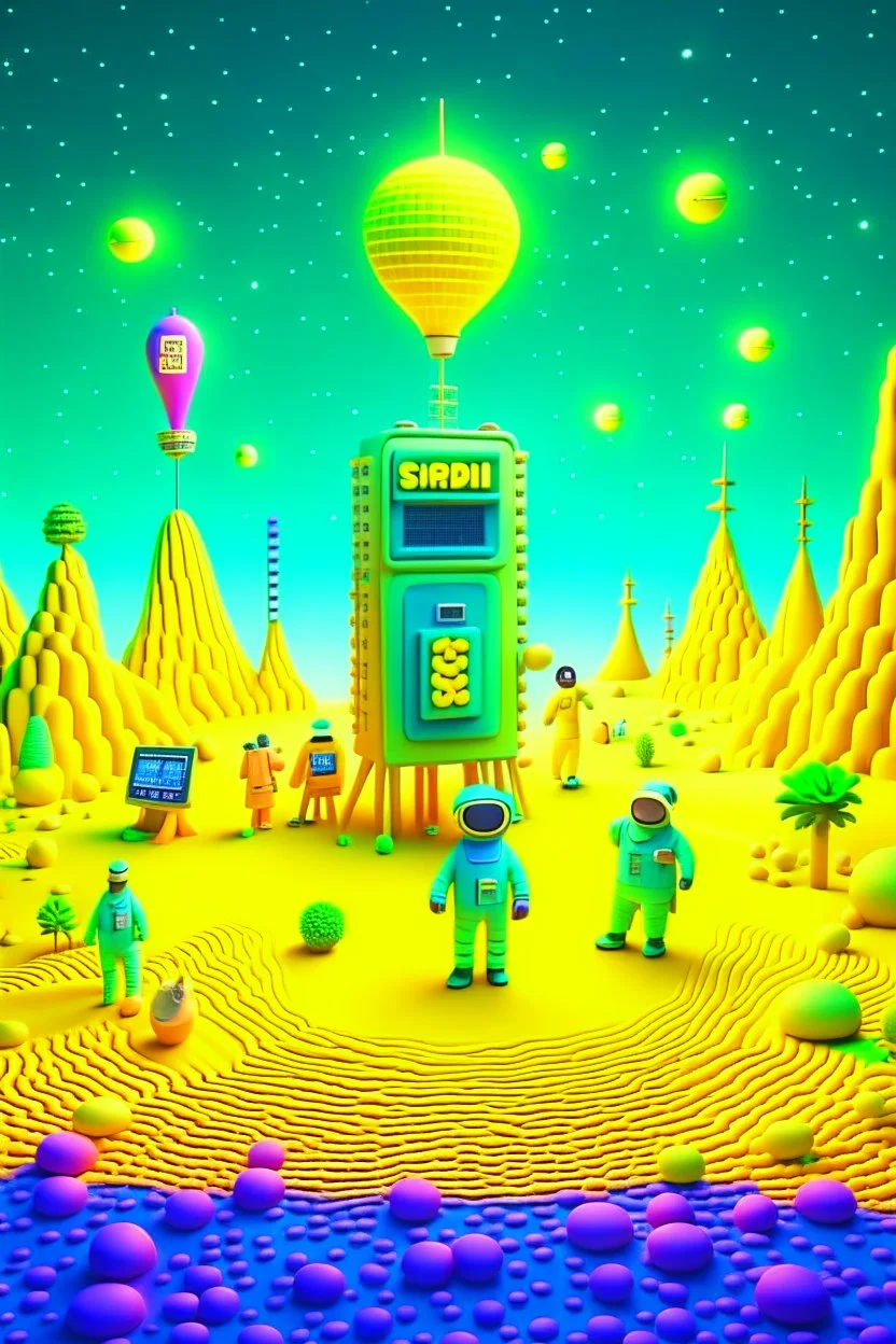 beeple satoshi nakamoto THE ONLY LIMIT IS YOUR IMAGINATION in the sandbox with bucket and spade and bitcoins fighting aliens cyborgs and penguins and punks