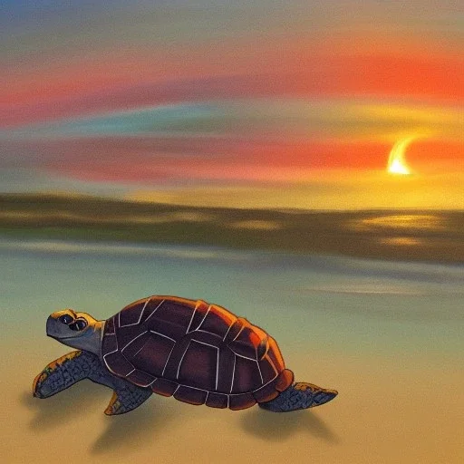 cartoon turtle and sunset