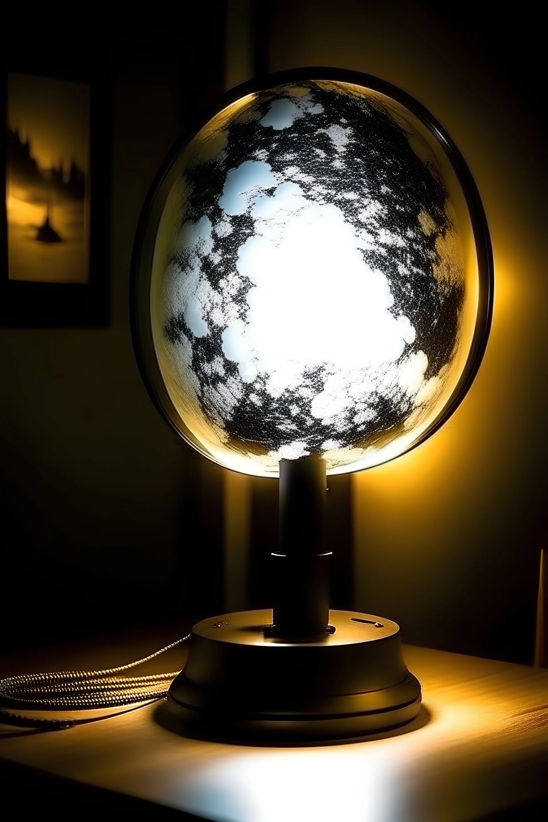 A lamp with the idea of ​​snow with an explosive map of the lamp