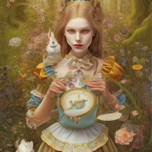 whole portrait of "Alice in the wonderland",,elegant,smiling, by Chie Yoshii