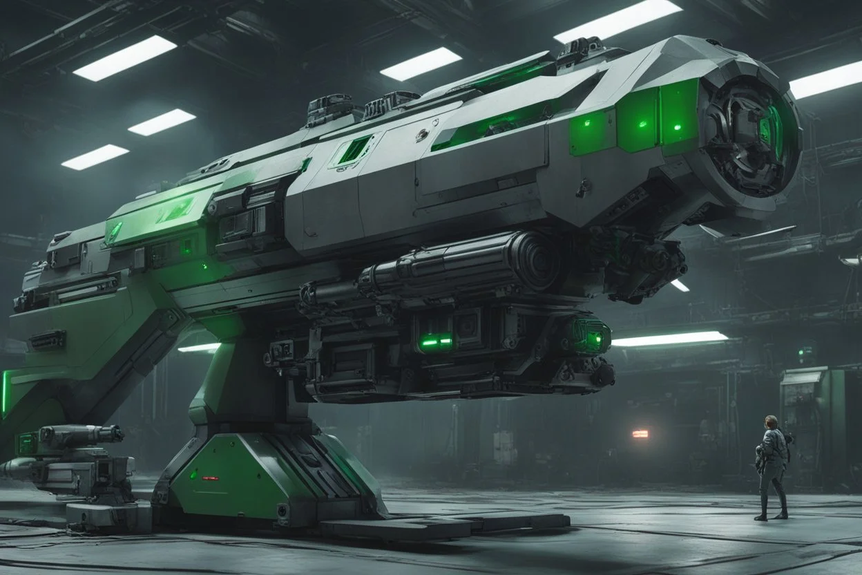 hold by an artificial intelligence escapes her spaceship to turn into a female ghost ASSEMBLY AND DISASSEMBLY FOR THE phaser blaster large grey gun green loader AND ALL VARIANTS - from the movie Blood Machines (2019) by Raphaël Hernandez, Ickerman, Joly-Gonfard
