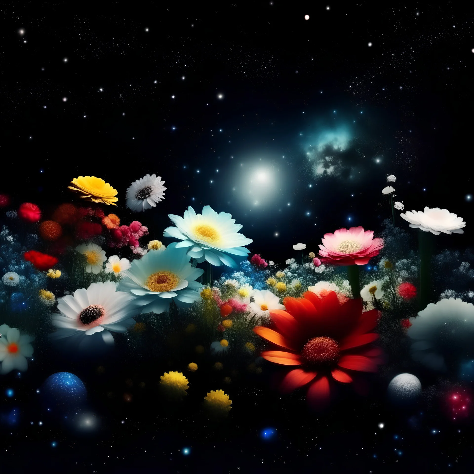 crear una imagen del espacio con flores