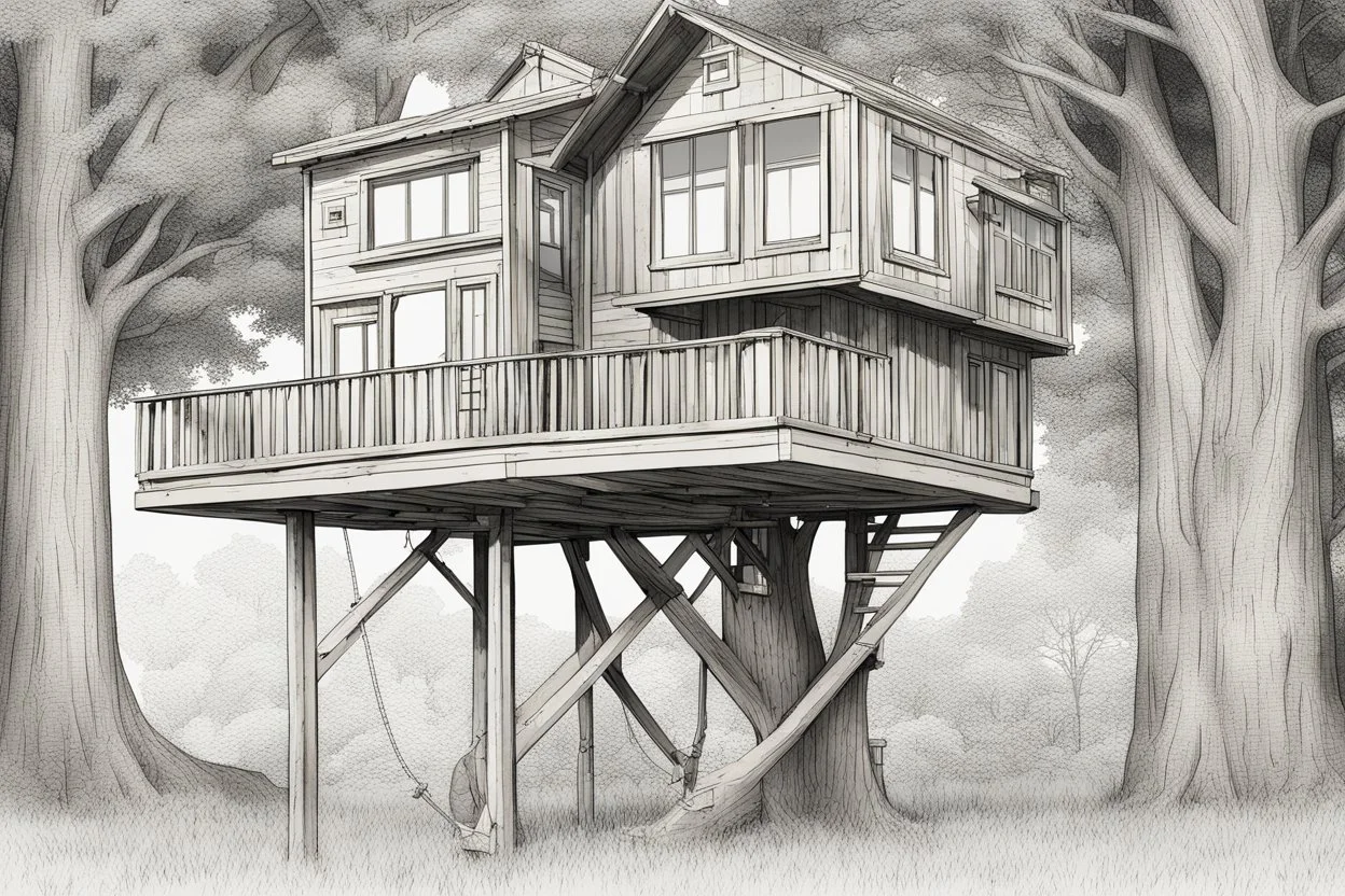 blueprint, tree house, technical, illustration