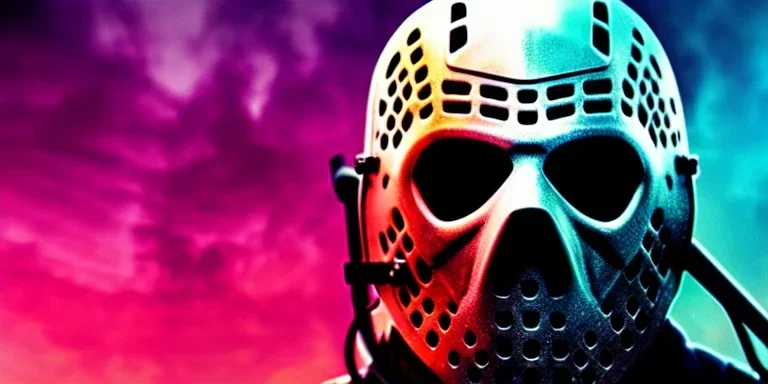 apocalypse, chaotic, magnificent, realistic, colorful, massive, epic, cinematic, 8k, HD, Ultra High Definition, photo film, film grain, Chromatic Aberration, hyper-detailed, jason voorhees