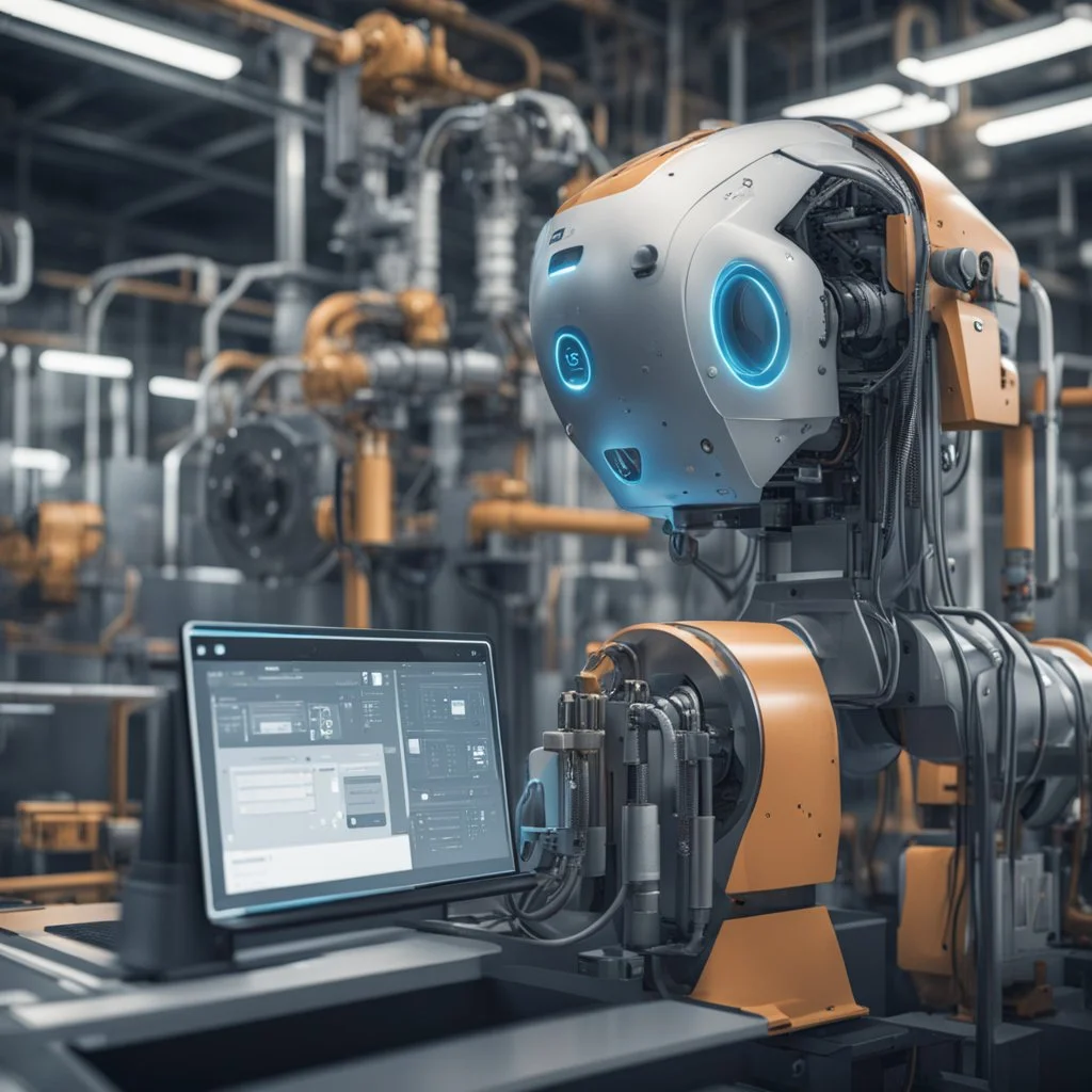 an industrial equipment powered by AI that is talking to the operator
