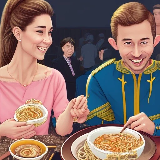 Me enjoying ramen with a happy Princess Kate in Tokyo