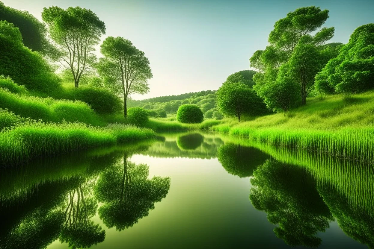 A tranquil natural landscape reflecting the tranquility and ecological balance