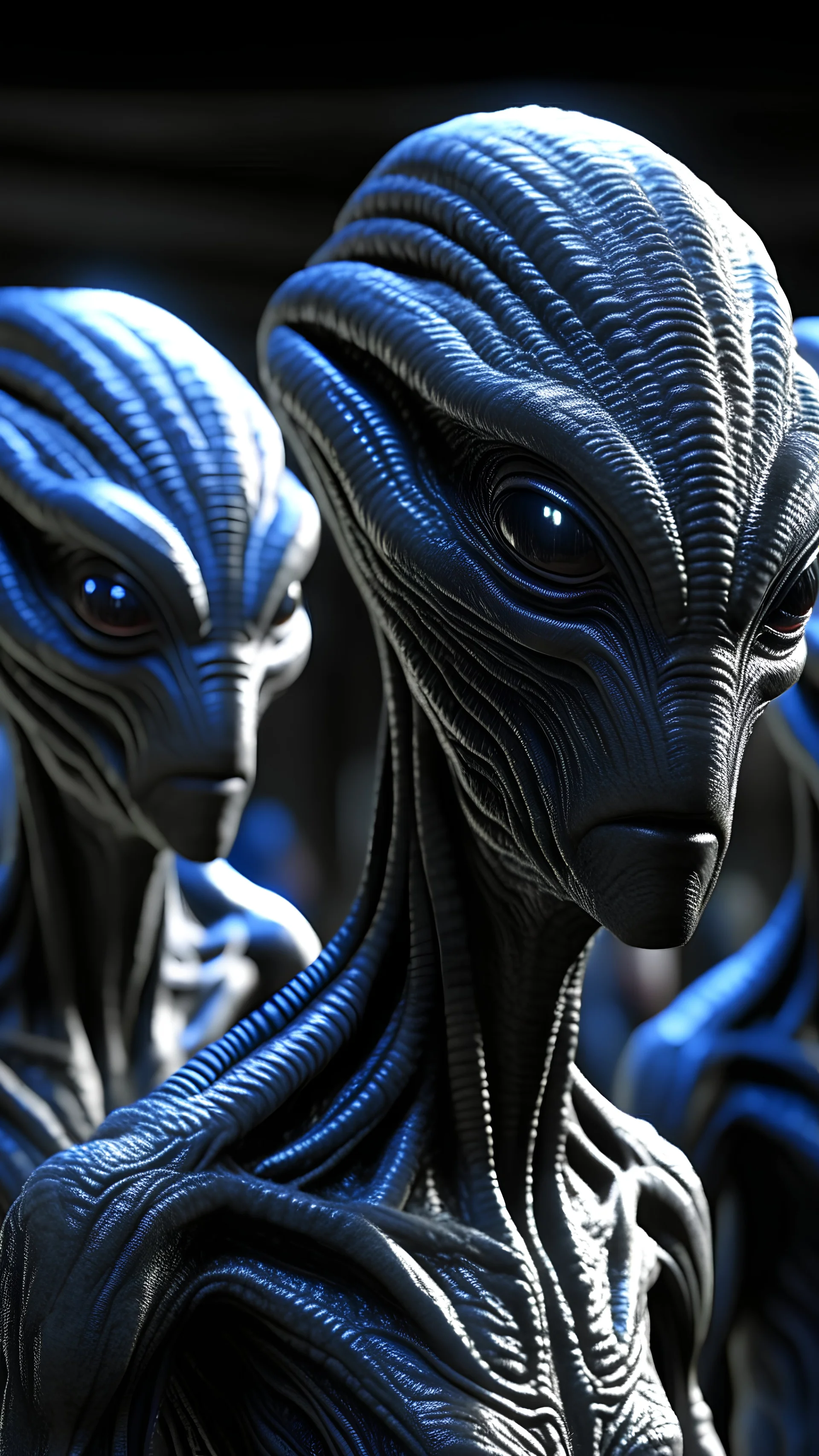 Many friendly alien race individuals. fantasy, sharp focus, digital art, hyper realistic, 8k, unreal engine, highly detailed, hd 4k, dramatic lighting, trending on artstation