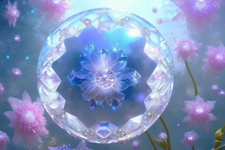 one big crystal subtle flower in a galactic ambiance of the sky, transparent petals, delicate colors, in the foreground, full of details, smooth, bright sunshine，soft light atmosphere, light effect，vaporwave colorful, concept art, smooth, extremely sharp detail, finely tuned detail, ultra high definition, 8 k, unreal engine 5, ultra sharp focus