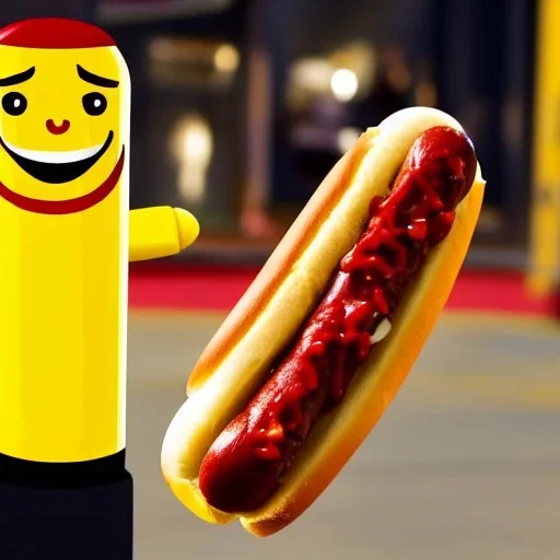 a hotdog with mustard and ketchup who is a captain