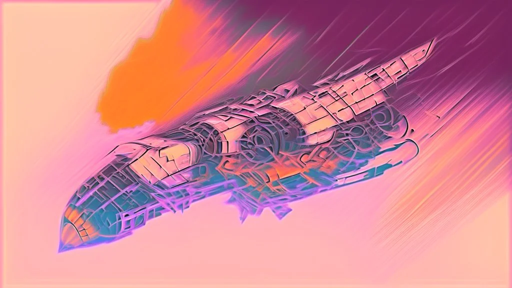 A spaceship , watercolour painting