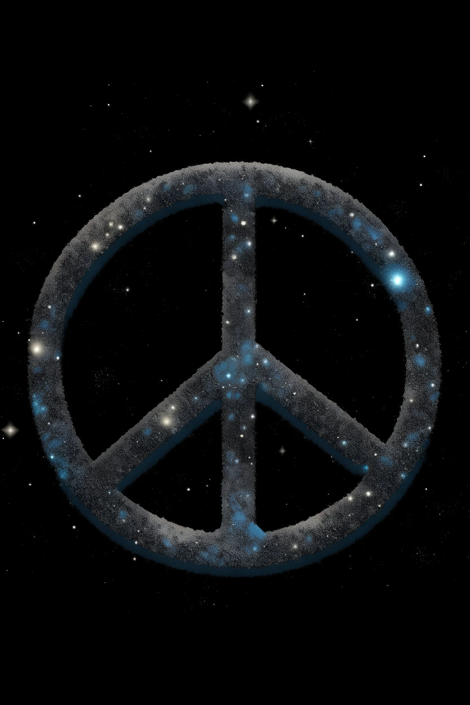 Peace symbol made of stardust